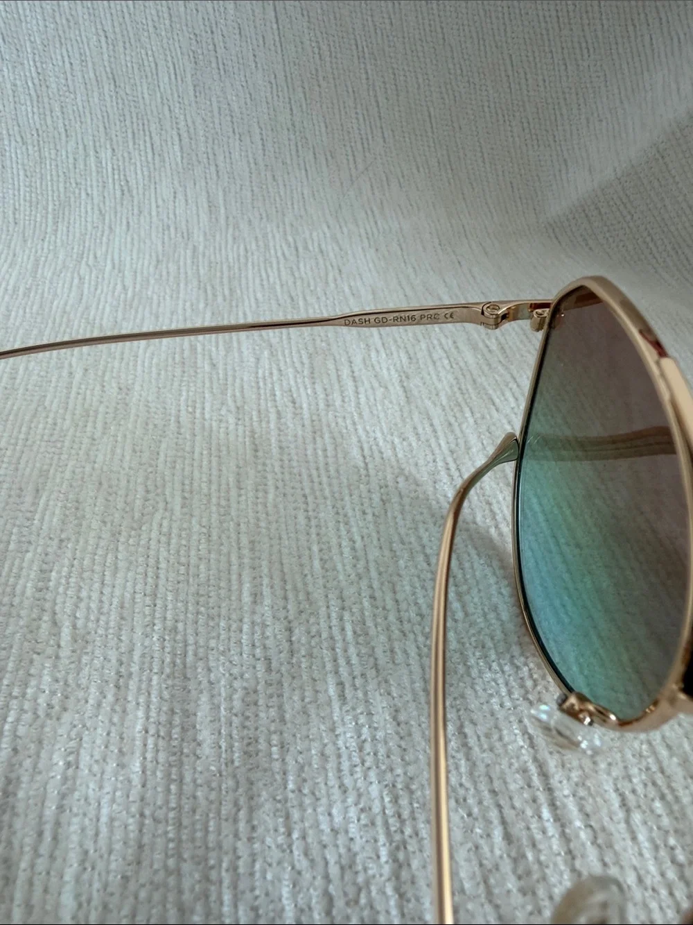 Diff Eyewear Gold Aviator Sunglasses with Blue Gradient Lenses